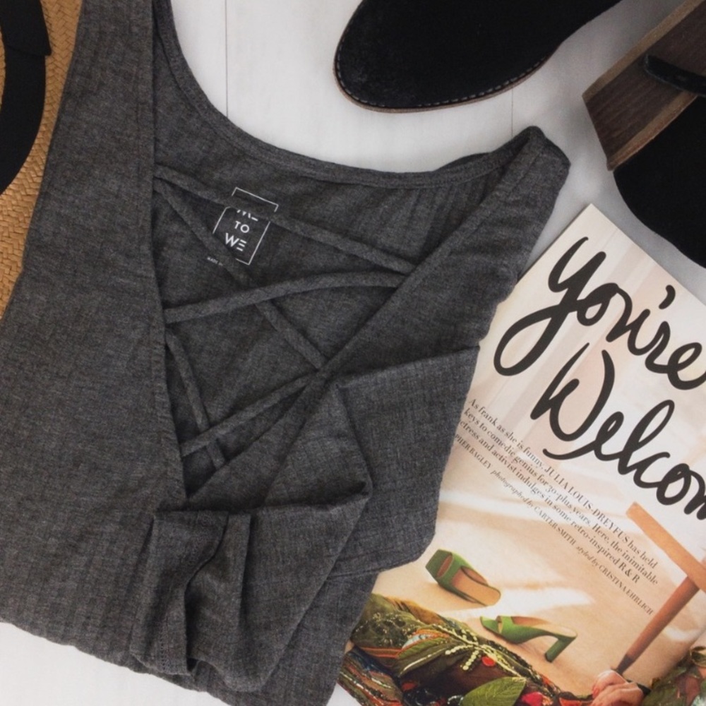 Pacsun Me to We Criss Cross Front Grey Top